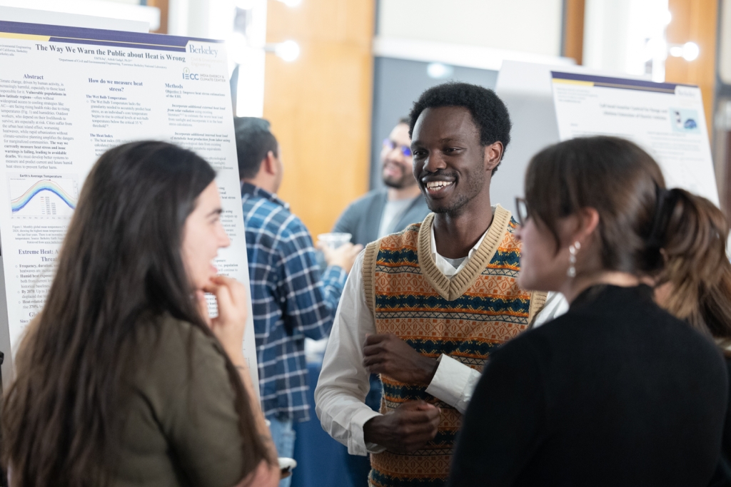 A collection of photos of guests from the CEE Community Highlights event during graduate student posters and research center highlights. 