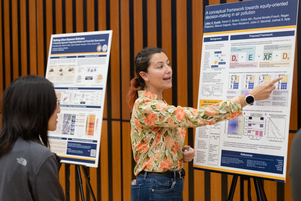 A collection of photos of guests from the CEE Community Highlights event during graduate student posters and research center highlights. 