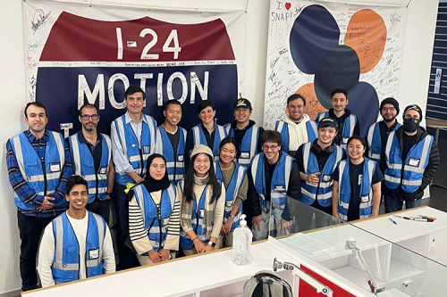 CIRCLES team members pose in front of signed I-24 MOTION and CIRCLES banners. (Photo Credit: Berkeley News)