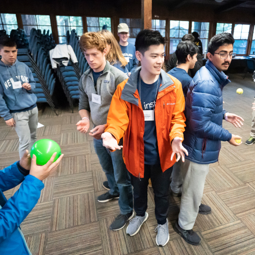 Students playing engineering game