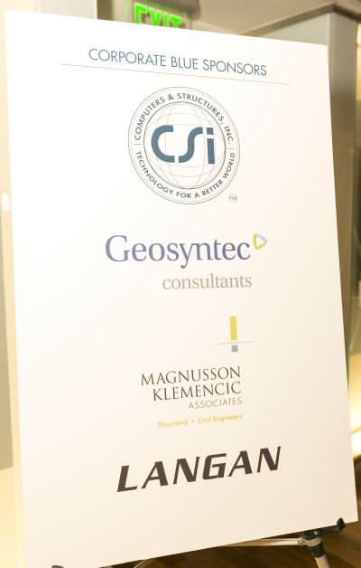 poster displaying corporate blue level sponsors