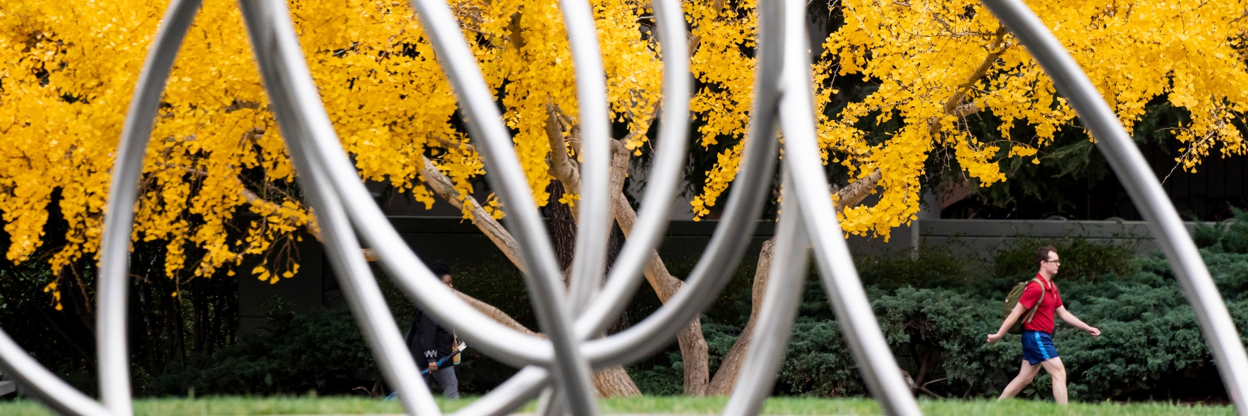 Close-up of sculpture in Hearst Circle fountain