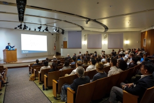 The UC Berkeley GeoSystems group hosted their sixth annual research symposium featuring the current research projects of Ph.D. students in Banatao Auditorium, bringing together academic and industry communities.