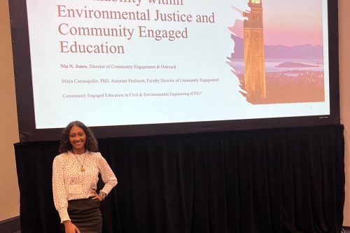 (CEE)² Director Nia Jones presents on building sustainability within the environmental justice space through community engaged education, at the NEJC Conference (Photo Credit: Nia Jones).