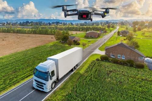A zoom background depicting ACCEL-RT: Autonomous Cargo Carriers for Enhanced Logistics in Rural & Tribal Areas. (Photo Credit: Scott Moura)