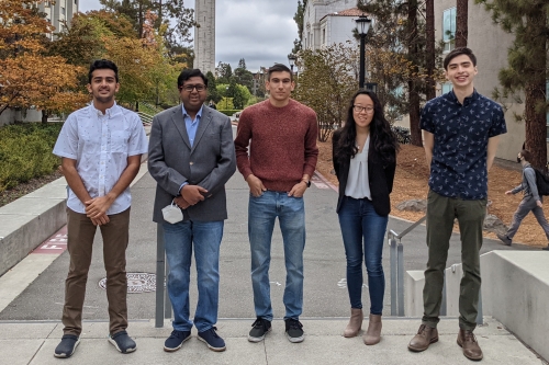 (Left to right) Rohil Kanwar, Ajay B. Harish, Michael Leite-Garcia, Michelle Gu, and Maxwell Liu are part of the SimCenter Fall 2021 Data Science Intern Program.