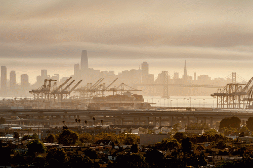 West Oakland, a historically Black neighborhood surrounded by highways, factories, a railyard and port, has an elevated concentration of air pollutants.