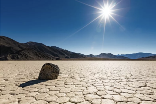 Drought-dried ground in Racetrack Playa in Death Valley National Park, California. (Photo/Caption Credit: Newsweek - Getty Images plus)
