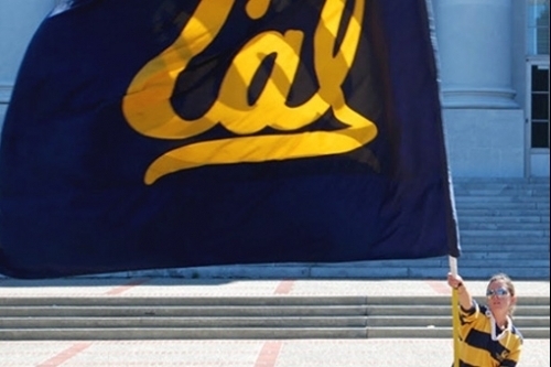 Student waves Cal flag