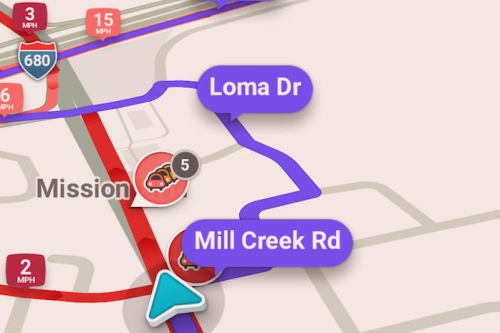 Waze application traffic map