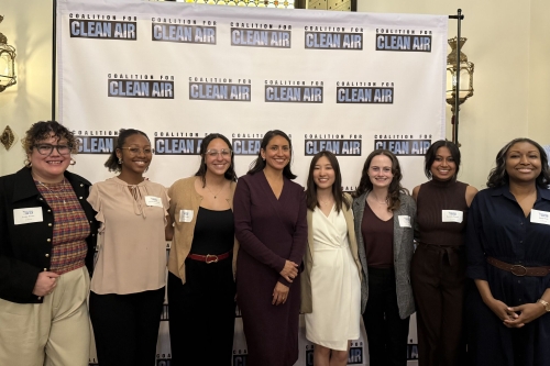 Researchers from the Air Quality Modeling and Exposure Lab with CalEPA Secretary Yana Garcia (center).