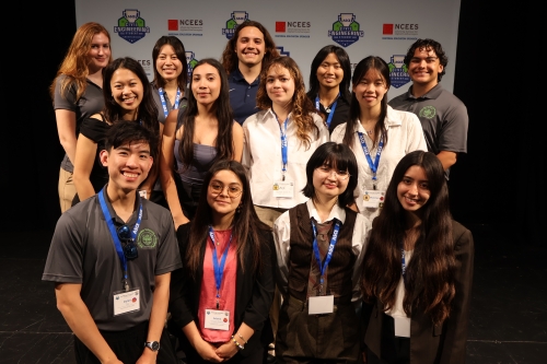 A group photo of the Cal Sustainable Solutions team at the national ASCE Sustainable Solutions competition. (Photo Credit: Dylan Tay)