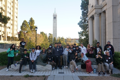 Students from Skyline High School's Green Energy Academy visited UC Berkeley to tour the campus, visit the Structures Lab in Davis Hall, and listen to a panel of undergrad and grad students to learn about their experiences on campus. 