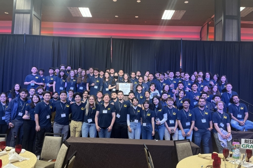 A group photo of the Cal Construction Competition team at the annual ASC Competition in Sparks, NV. (Photo Credit: Andrew Hom)