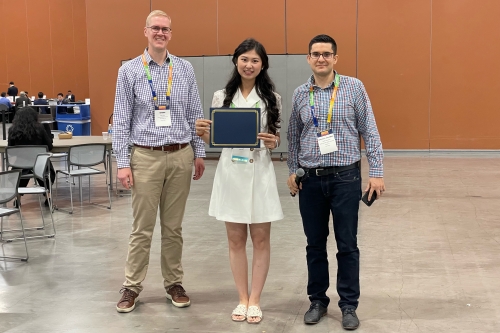 CEE Ph.D. candidate Zhe Fu received an award for her poster on automated vehicle control at the INFORMS annual meeting from October 15 to October 18 (Photo Credit: Zhe Fu).