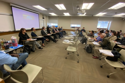 As part of the CE112 Water & Wastewater Systems Design and Operation course, a Water Industry Career Roundtable was held on December 1, attended by several senior leaders from various Bay Area water agencies and companies (Photo Credit: Kenichi Soga).