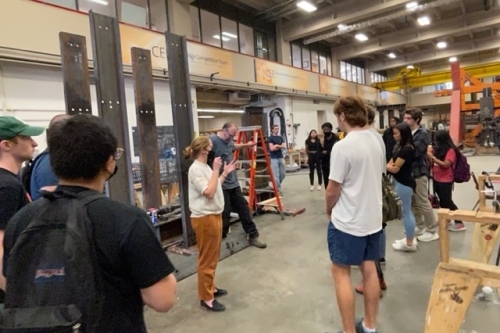 Students from Laney College toured the hydraulics laboratory and got the opportunity to see the traditional fluid mechanics materials used by the department (Photo Credit: Nia Jones).