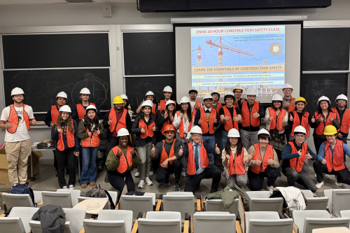 Dr. Mark Shami and students after completing OSHA 10 training this spring semester.